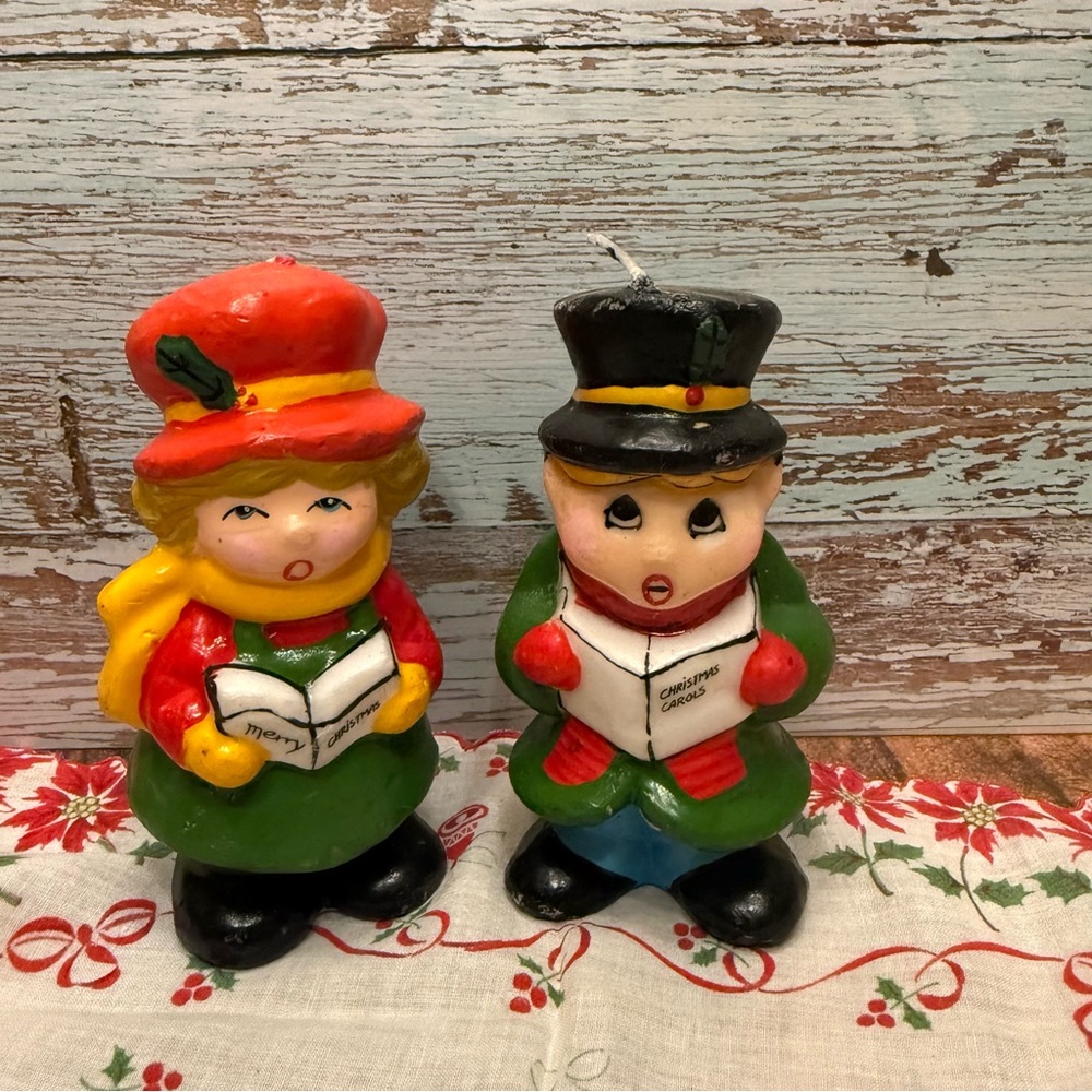 Vintage candles Christmas carolers Interpur Made in Korea